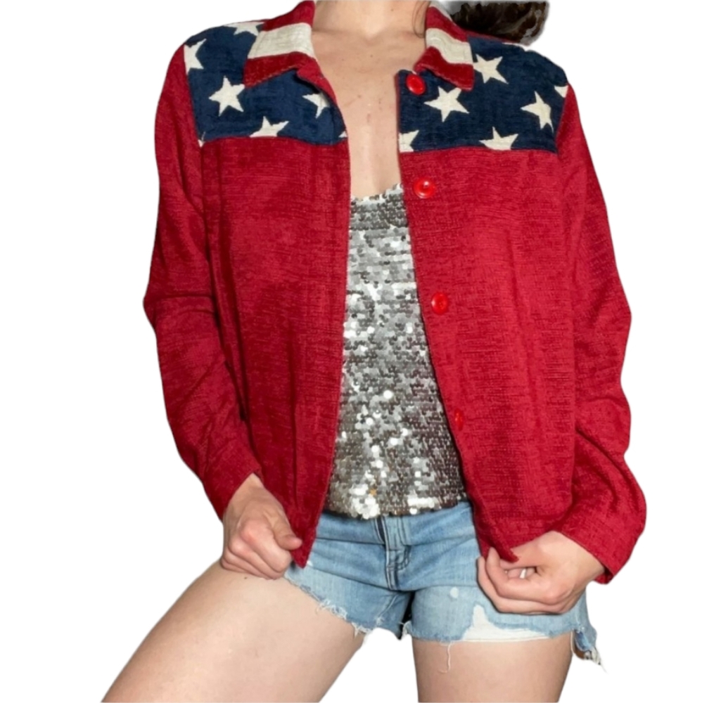 Patriotic Coldwater Creek USA Flag Jacket